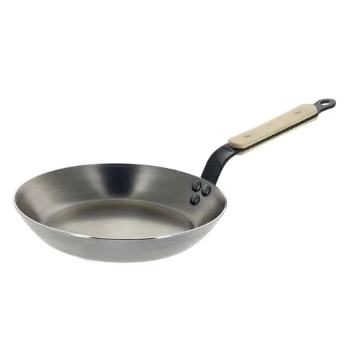 De Buyer Bratpfanne Mineral B Holz - Ø 24 cm - Hochwertige Allzweckpfanne aus Kohlenstoffstahl, ideal für alle Herdarten, inklusive Induktion. Der Holzgriff sorgt für sicheren Halt und die langlebige Verarbeitung garantiert Freude beim Kochen.