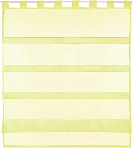 Bestlivings gelbe Bistrogardine Transparent mit Schlaufen in 90x110 cm (BxL), in vielen Varianten erhältlich