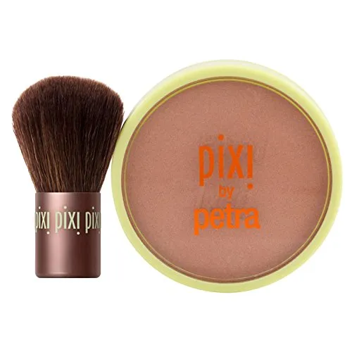 Pixi Beauty Bronzer + Kabuki | Hydrating, Silky Bronzing Powder with Included Brush | Perfectly Pigmented & Long-Wearing Bronzer | For Natural Warmth & Luminosity | Subtly Suntouched | 0.4 oz/10.2 g