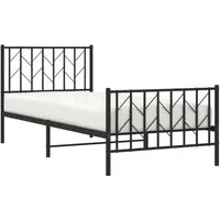 Bettgestell Metall Schwarz 90x190 cm mit Kopf- und Fußteil - Robustes Bettgestell aus pulverbeschichtetem Stahl mit zusätzlichem Stauraum und praktischem Kopf- und Fußteil für optimalen Komfort und Unterstützung.