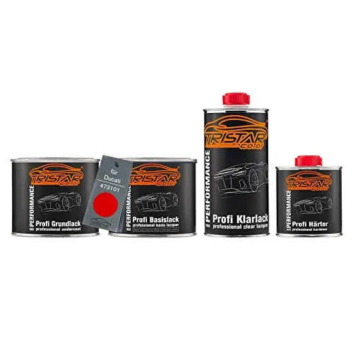 TRISTARcolor Motorradlack Set Dose spritzfertig für Ducati 473101 Anniversary Red Grundlack + Basislack + 2K Klarlack 1,75L