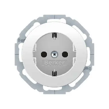 Berker 47552089 Schutzkontakt-Steckdose mit erhöhtem Berührungsschutz, Serie R.Classic, polarweiß glänzend