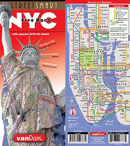 Produktbild StreetSmart New York City Five Boros Map by VanDam -- Laminated pocket sized fold out map to the Five Boros of NYC with all attractions, museums, ... subway map, 2017 Edition: Five Boro Edition