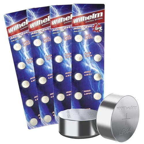 Wilhelm AG13 Knopfzellen Knopfbatterien Uhrenbatterien Blisterpack !NEU! 40 x