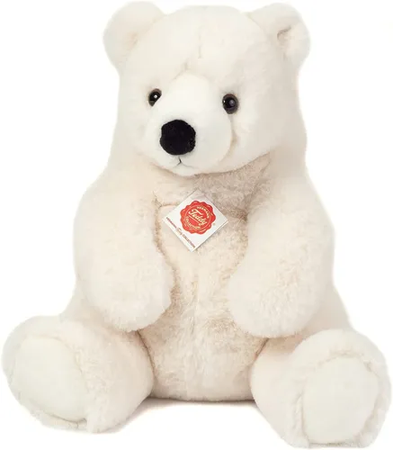 Eisbär sitzend 35 cm - Kuscheltiere: Freundlicher Plüsch-Eisbär, 35 cm groß, ideal zum Kuscheln und Spielen, pflegeleicht waschbar und perfekt für Kinder ab 0 Jahren.