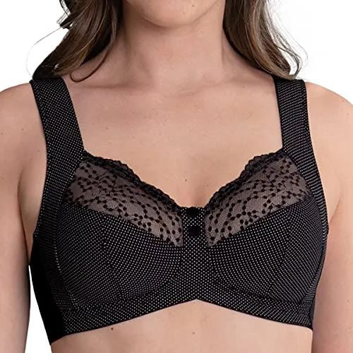 Anita Orely Entlastungs-BH ohne Bügel (95 E Schwarz) - Funktionsunterwäsche mit perfektem Halt für große Cups und einzigartigem Pünktchen-Design, ideal für maximalen Tragekomfort und eine sanfte Entlastung.