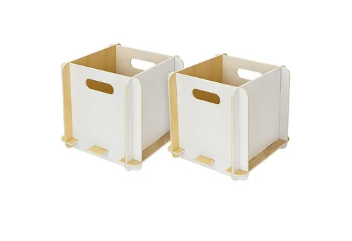 Produktbild HMF Aufbewahrungsbox Praktische Regalbox aus Holz zum Zusammenstecken (2 St), Holzbox passend für Bücherregale, 25 x 25 x 25 cm, Weiß