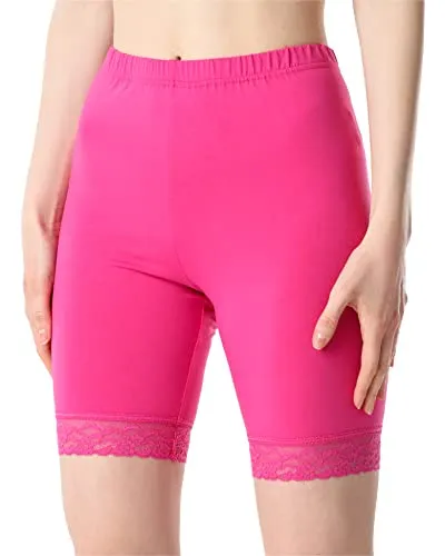Bellivalini Damen Kurze Leggings aus Viskose mit Spitze BLV50-216 (Rosa, M)