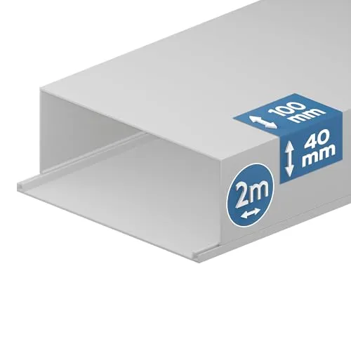 EDO Kabelkanal 100x40 mm Weiß – 2 m Kabelschacht mit Klappdeckel