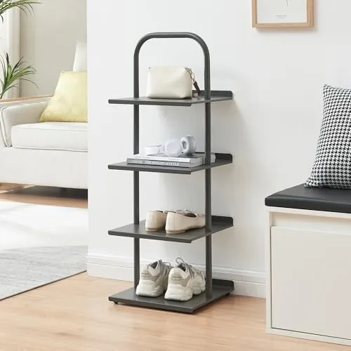 [en.casa] Schuhregal Poytya - Platzsparendes Metallregal für 4 Paare - Schuhablagen mit 4 Ebenen, ideal für schmale Flure und multifunktional nutzbar. Robuste Ablageflächen für Schuhe, Taschen oder Bücher in modernem Design.