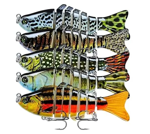 CHSEEO 1 Stück Mehrteiliger Hecht Wobbler Kunstköder Jerkbait Popper Angel-Köder Forellenköder Angelhaken Perfekt zum Hecht Zander Barsch Swimbait Angelzubehör (Zufällige Farben) #2