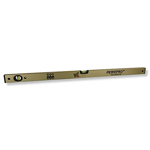 DEWEPRO Wasserwaage Aluminium - 40cm gold eloxiert mit 2 Libellen - Wasserwaage Aluminium 40cm, gold eloxiert - präzise Messungen mit 2 unzerbrechlichen Libellen und 2% Gefälle, ideal für Bauprojekte und Renovierungen.