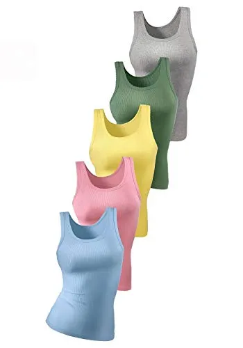 PETITE FLEUR Damen Unterhemd 5er-Pack - Tops für Damen im praktischen 5er-Pack, aus weicher Feinripp-Baumwolle mit schöner Muschelkante an Hals- und Armausschnitten.