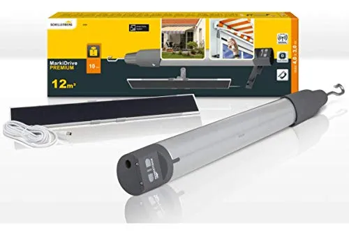 Schellenberg Premium Markisenantrieb mit Solarpanel - inklusive Netzteil und Wandhalterung, idealer elektrischer Sonnenschutz für komfortables Outdoor-Leben