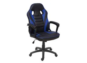Bürostuhl MCW-F59: Ergonomischer Drehstuhl in Schwarz/Blau in blau von MCW
