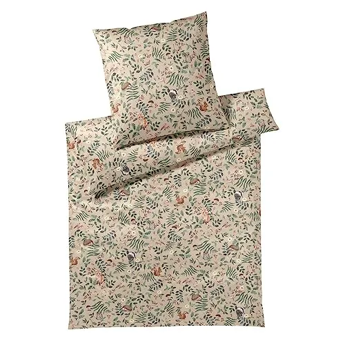 Elegante Soft-Flanell Bettwäsche Woods Sand 135x200 cm - Bettwäsche-Set aus 100% Baumwolle, weich und flauschig, waschbar bei 60°, ideal für ein gemütliches Schlafambiente.