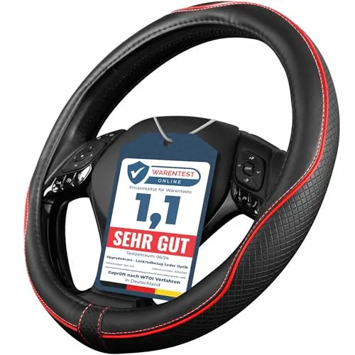 Upgrade4cars Lenkradbezug Rot Schwarz in Leder-Optik