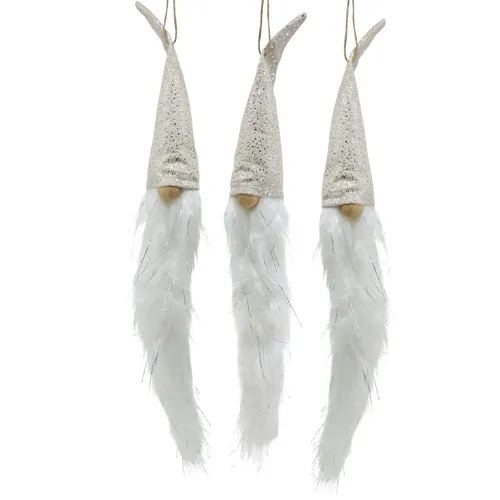 Weihnachtswichtel Deko-Aufhänger Creme 48cm, Set 3 Stk, Weihnachtsdeko mit