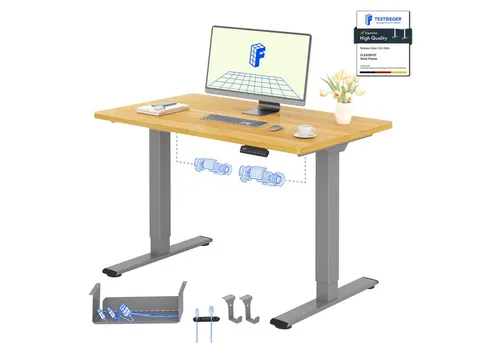 FLEXISPOT Basic Plus Höhenverstellbarer Schreibtisch mit Premium Zubehör - Robuster und stabiler Schreibtisch aus Industriestahl, höhenverstellbar von 70-119 cm. Mit innovativer Handsteuerung und Kollisionsschutz für sichere Nutzung. Ideal für individuelles Arbeiten.