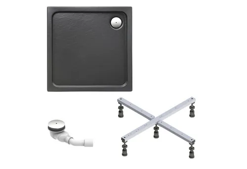 Schulte Duschwanne Adria 80x80 cm, Komplett-Set, Anthrazit - Duschwannen aus hochwertigem Sanitäracryl – ideal für jedes Bad, platzsparend und komfortabel. Das 80x80 cm Modell bietet eine perfekte Lösung für kleine Badezimmer.