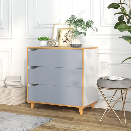 COSTWAY Kommode mit 3 Schubladen – Moderner Schubladenschrank für Ordnung - Moderner Schubladenschrank mit 3 geräumigen Schubladen für optimalen Stauraum. Ideal für Schlafzimmer, Flur und Büro. Mit Kippschutz für Sicherheit und einfacher Montage.