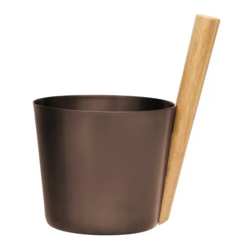 Rento Sauna Aufgusseimer aus Aluminium & Bambus - Braun/Schwarz - Sauna-Zubehör mit modernem Design, langlebig aus Aluminium und Bambus, ideal für ein authentisches Saunaerlebnis.