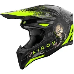 Airoh Wraaap Darkness Motocross Helm in Schwarz-Gelb, Größe XS - Hochwertiger Motocross Helm mit EPS-Doppelsystem und herausnehmbarem Innenfutter für optimalen Tragekomfort. Ideal für Männer, die Sicherheit und Stil suchen.