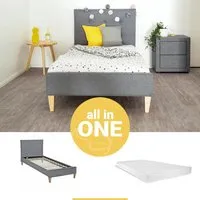 Homestyle4u Polsterbett mit Matratze 90x200 - Komfort für Ihr Jugendzimmer - Betten: Designer Stoffpolsterbett in Grau mit Lattenrost und Komfortschaum-Matratze, ideal für erholsame Nächte und leicht zu montieren.