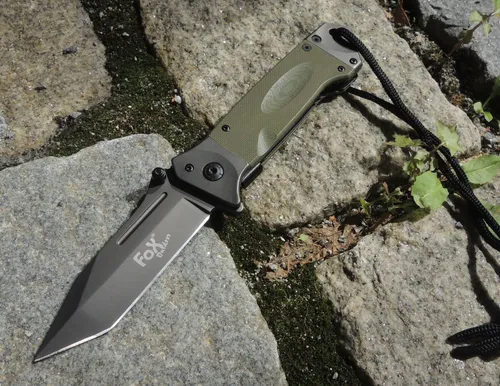 Fox Outdoor Tanto Beast III Messer Taschenmesser G10 Griff Olivegrün 45531B