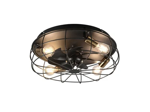 Reality Leuchten LED Deckenleuchte mit Ventilatorfunktion, Schwarz Ø48,5cm - Stylische 2in1 Deckenleuchte mit Ventilator für angenehme Frische und optimale Beleuchtung. Ideal für modernes Wohnen, inklusive Fernbedienung und 3 Geschwindigkeitsstufen.