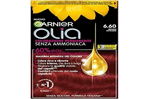 Garnier Olia Bold Haarfarbe, permanente Haarfarbe, ohne Ammoniak, deckt 100% weißes Haar ab, mit natürlichen Blütenölen natürlichen Ursprungs, vegane Formel, intensives Rot