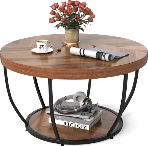COSTWAY 2-stöckiger runder Couchtisch von Costway