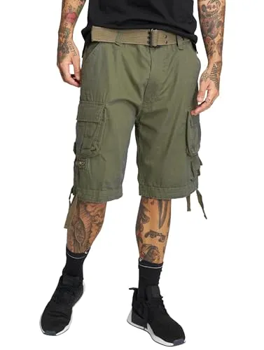Brandit Savage Vintage Gladiator Short Oliv 3XL - Wanderhosen mit weitem Bein und inkludiertem Gürtel, ideal für Outdoor-Aktivitäten und ausgestattet mit praktischen Beintaschen.