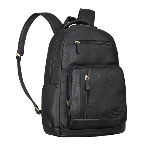 STILORD Hubertus Vintage Lederrucksack - Rucksack aus echtem Leder für Damen und Herren, stilvolles Design im Vintage Look, bietet Platz für DIN A4 Unterlagen und einen 15,6 Zoll Laptop – ideal für Büro und Freizeit!