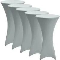 Beautissu Stella Stehtischhusse Ø 70cm Silber 5tlg - Verleihen Sie Ihrem Stehtisch mit der Beautissu Stella Husse einen eleganten Look! Ideal für Feiern, Messen und Events. Der dehnbare Stretchstoff sorgt für perfekten Sitz und ist bei 40°C waschbar.