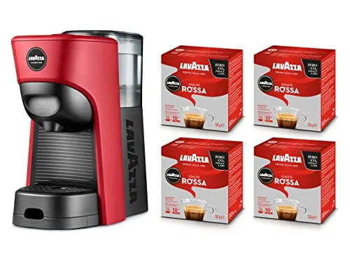 Lavazza A Modo Mio Tiny Eco Rote Kaffeemaschine mit 64 Kapseln
