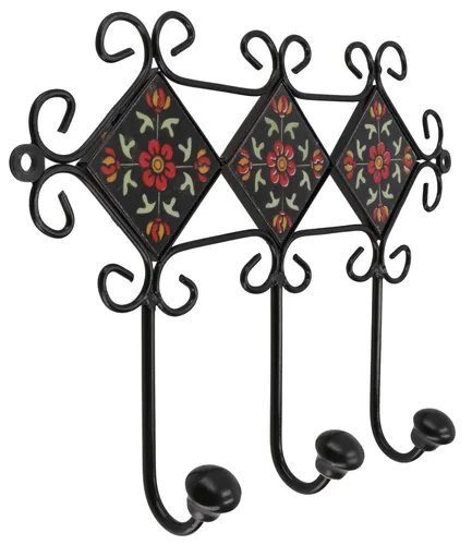 Dreier Garderoben Haken, Boho Wandhaken mit Fliesen, Vintage Kleiderhaken, Hand