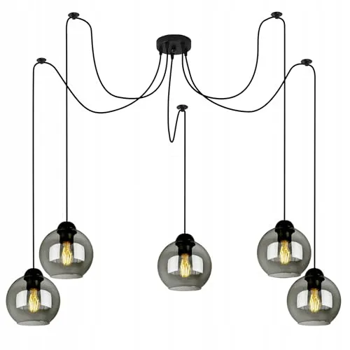 FKL DESIGN Home Deco Deckenlampe Pendellampe Hängelampe Wandlampe Tischlampe Leuchte Pendelleuchte Kugel Schwarz Grau Weiß Lampe aus Serie N100 verschiedene Varianten (N100-DP5)