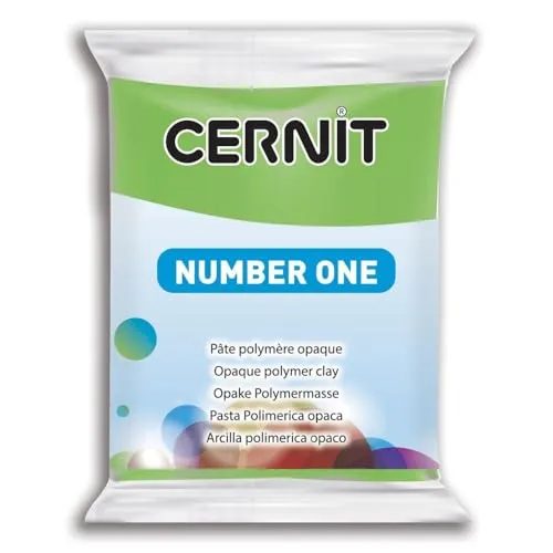 CERNIT CE0900056611C - Block Modelliermasse (Polymer) NUMBER ONE, ofenhärtend, sofort gebrauchsfähig, 56g, für DIY, Schmuck, Figuren, für Einsteiger und Hobbykünstler, Hellgrün 1 Stück