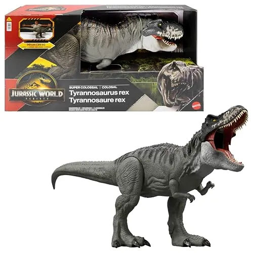 Mattel Jurassic World T-Rex Actionfigur - Actionfiguren für Kinder: Riesige T-Rex-Actionfigur mit beweglichen Gelenken und 2 Angriffsbewegungen für realistische Spielaktionen.