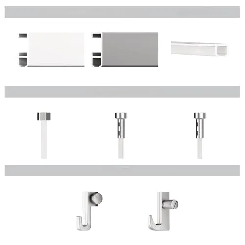 hang-it Bilderschienen - Galerieschienen - Deckenschienen Musterset mit Bilderhaken sowie Seilen