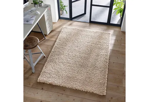 TaCa Home Langflor-Teppich Shaggy Teppich Langflor, rechteckig, Höhe: 35 mm, Wohnzimmer Esszimmer Schlafzimmer Kinderzimmer, Beige - 60 x 90 cm