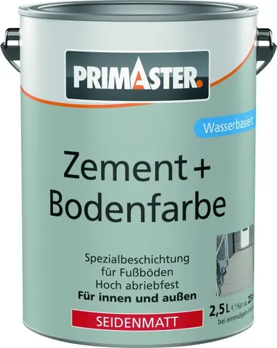 Primaster Zement und Bodenfarbe 2,5 L steingrau - Hochwertige Zement- und Bodenfarbe in steingrau, ideal für strapazierfähige Oberflächen. Perfekt für Innen- und Außenanwendungen, sorgt für ein elegantes Finish.