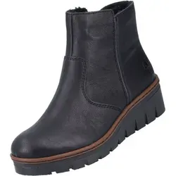 Rieker Damen Ankle Boots X9165 - Gefütterte Stiefeletten in Schwarz, ideal für den Winter mit bequemem Keilabsatz und Reißverschluss