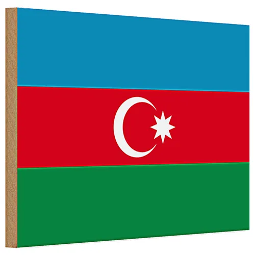 Holzschild Flagge Aserbaidschan 30x20cm Flag of Azerbaijan