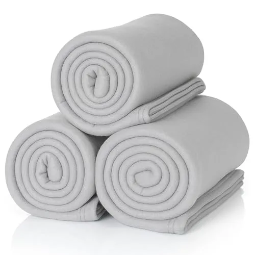 ALCLEAR A3PG Fleecedecken Set, 3 Stück, 130x160 cm, platingrau, weich
