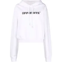 Off-White Kurzer weißer Kapuzenpullover mit geometrischem Logo