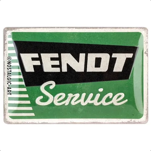 Nostalgic-Art Retro Blechschild, 20 x 30 cm, Fendt – Service – Geschenk-Idee für Traktor-Fans, Original Lizenzprodukt (OLP), aus Metall, Vintage Design, Blechschilder Sprüche