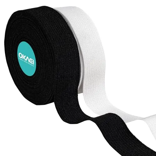 OKAEI 10 M Gummiband - Gummibänd nähen - Öko-Tex zertifiziertes - Leichtes Dehnen 40 mm Breit Gummiband - Ideal für DIY Nähen, Kleidung und Basteln - 5 M Schwarz und 5 M Weiß