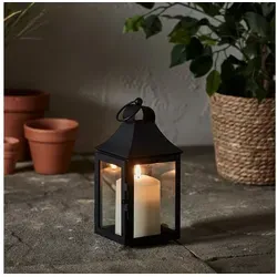 Lights4fun LED Laterne 25cm Albury mit TruGlow® Kerze in schwarz von Lights4fun